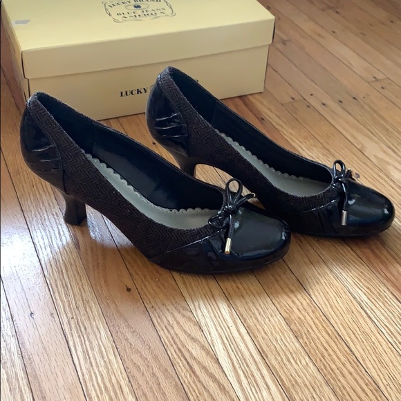 M. Patrick Brown Patent/Tweed 2in Kitten Heels - Picture 2 of 7